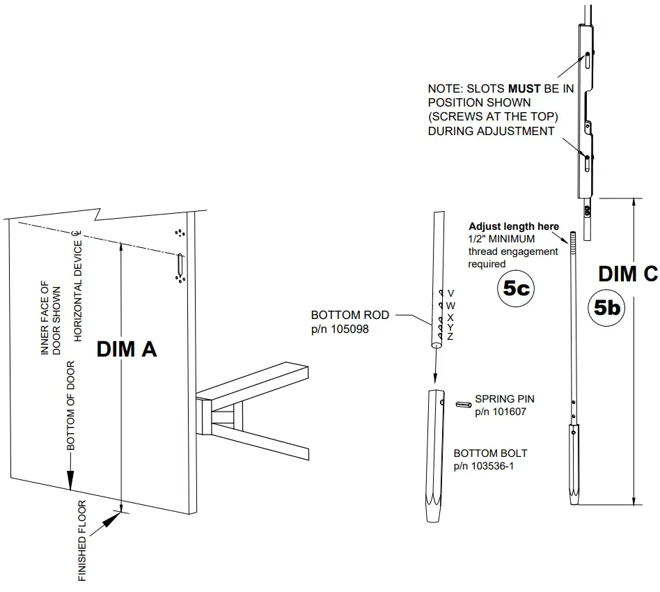 DETEX 105280 Concealed Vertical Rod Exit Device - BOTTOM ROD