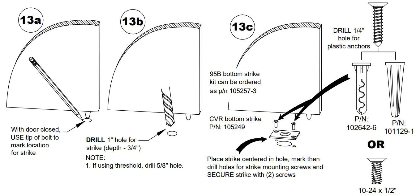 DETEX 105280 Concealed Vertical Rod Exit Device - BOTTOM STRIKE