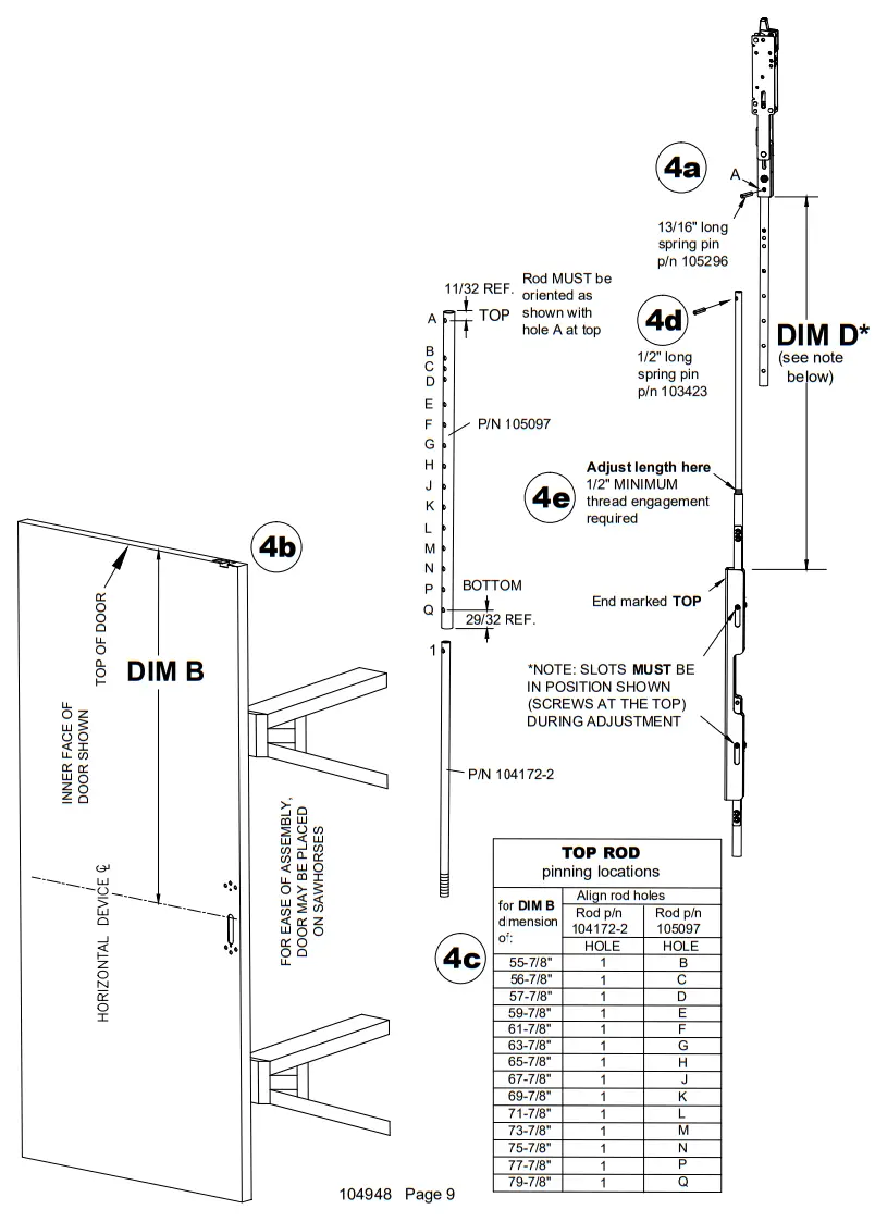 DETEX 105280 Concealed Vertical Rod Exit Device - DIM