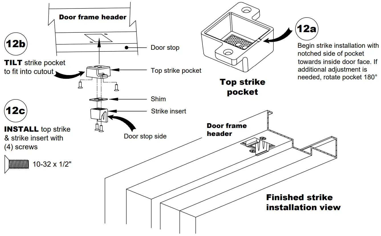 DETEX 105280 Concealed Vertical Rod Exit Device - Door frame