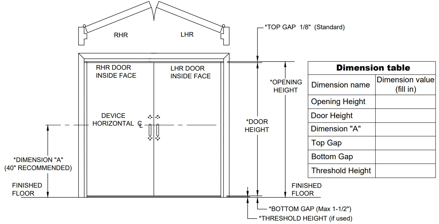 DETEX 105280 Concealed Vertical Rod Exit Device - HORIZONTAL