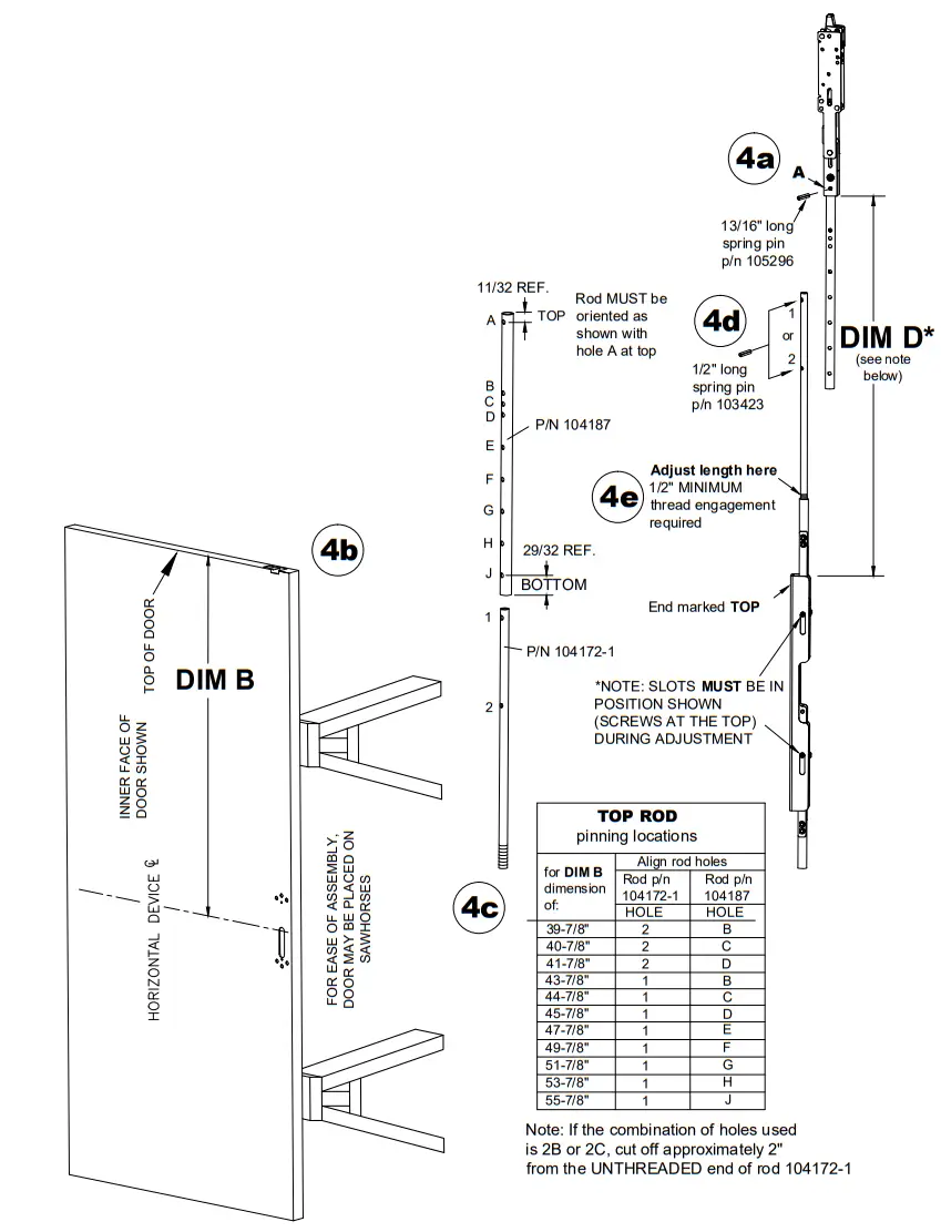 DETEX 105280 Concealed Vertical Rod Exit Device - TOP ROD