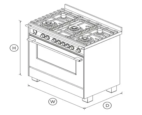 FISHER PAYKEL OR90SCG6R1 90cm Dual Fuel Freestanding Cooker - DIMENSIONS