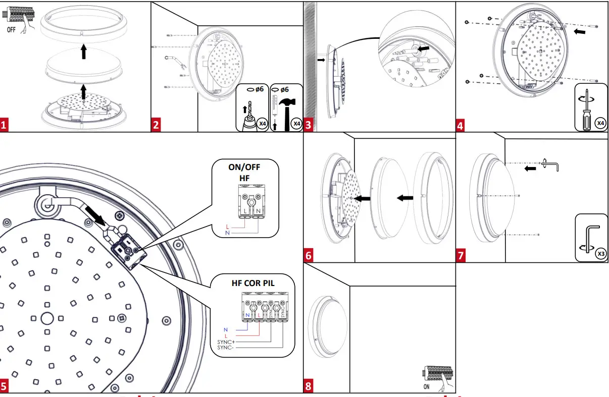 resistex 2823lm 4000K Omegaled Hublot LED Ceiling Light - INSTALLATION