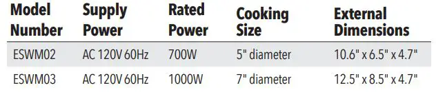 PowerXL Stuffed Wafflizer Owner’s Manual - Appliance Specifications