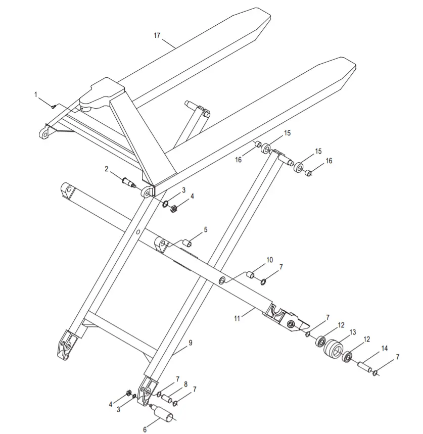 ULINE H-1785 Scissor Lift Truck - dayagram