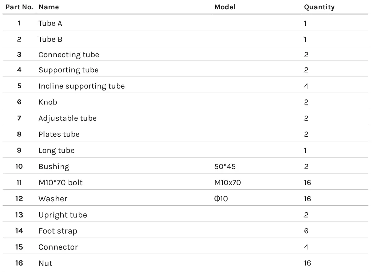 CORTEX SR-1 Squat Rack - PARTS LIST 2