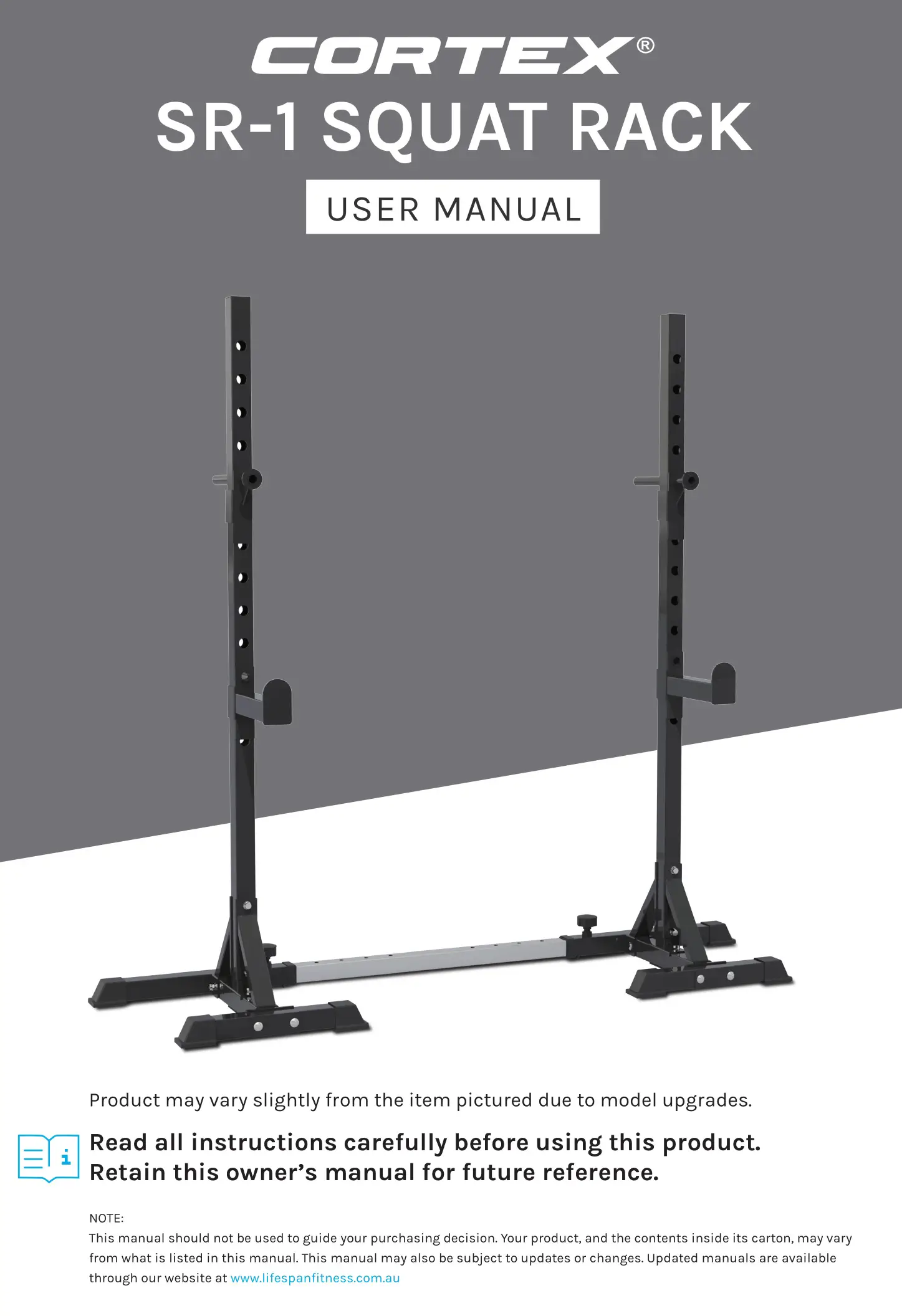 CORTEX SR-1 Squat Rack User Manual
