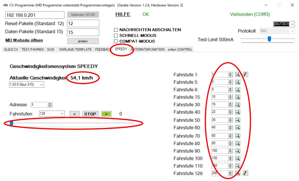 MD CV Programmer DCC Programming and Testing Unit - illuminated as our normal