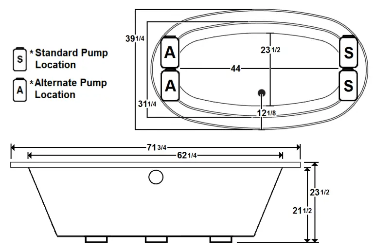 Laurel Mountain CREWE 3 72 x 40 Inch Drop In Acrylic Combo Bath-fig1