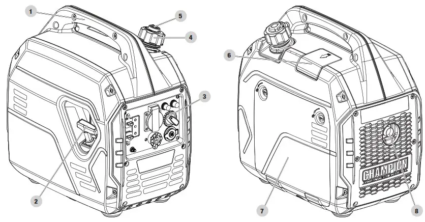 CHAMPION 92001i DF UK 1900W Dual Fuel Inverter Generator 240V - CONTROLS AND FEATURES