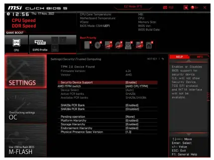 msi TPM 2.0 Trusted Platform Module 3