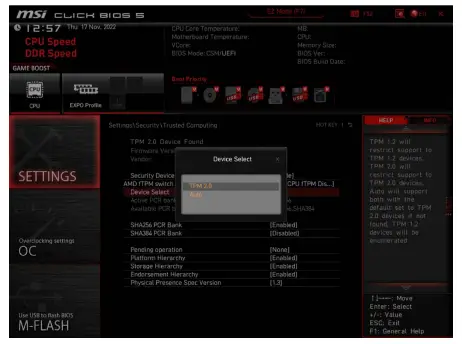 msi TPM 2.0 Trusted Platform Module 5