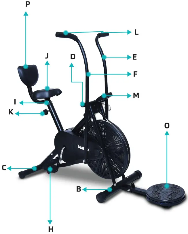 beatXP AB 110 BS Air Bike Exercise Cycle - Figure 2