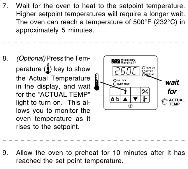 Middleby Marshall PS540-Series Ovens PS540E - Daily Startup Procedure 2