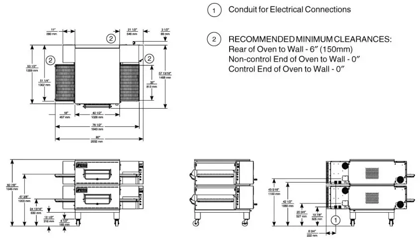 Middleby Marshall PS540-Series Ovens PS540E - MODEL PS540 DOUBLE OVEN DIMENSIONS