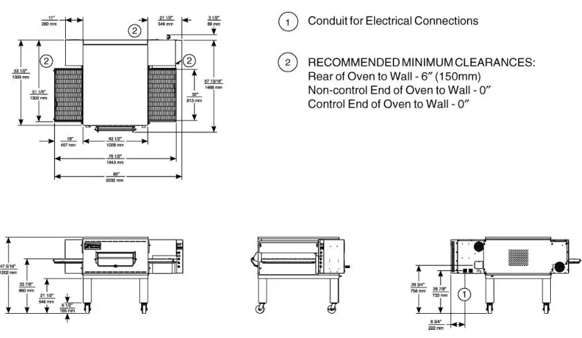 Middleby Marshall PS540-Series Ovens PS540E - MODEL PS540 SINGLE OVEN DIMENSIONS