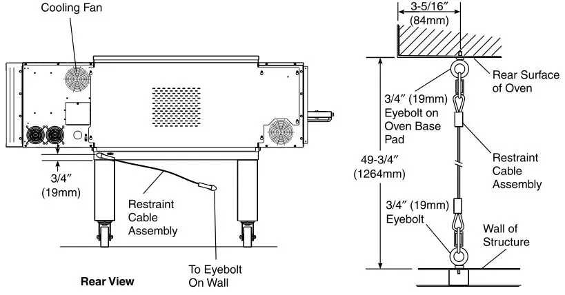 Middleby Marshall PS540-Series Ovens PS540E - Restraint Cable Assembly Installation