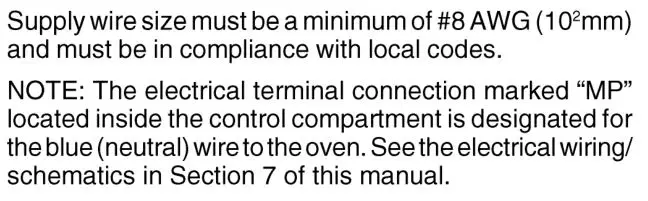 Middleby Marshall PS540-Series Ovens PS540E - Supply Wire