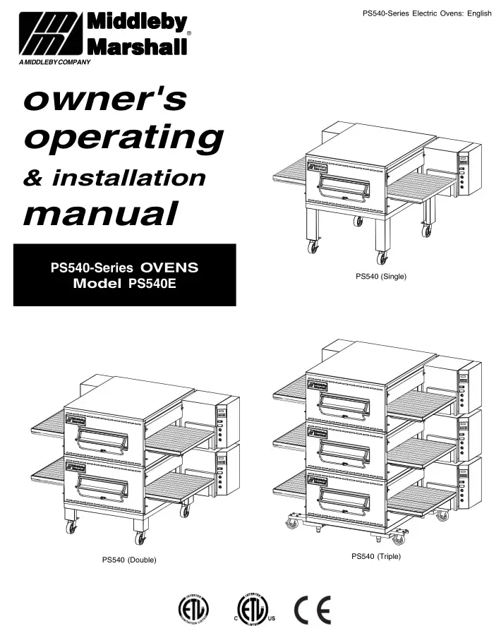 Middleby Marshall PS540-Series Ovens PS540E User Manual