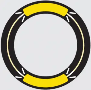 Pulsing yellow on top and bottom