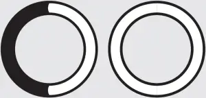 White light fills the ring clockwise until full, then repeats