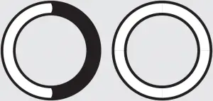 White light fills the ring counterclockwise until full, then repeats