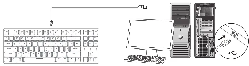 G TEK GA CBKB87TRI CYBORG 1000 TKL Mechanical Gaming Keyboard - keyboard