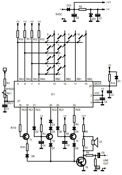 WHADDA K4401 Sound Generator - Diagram