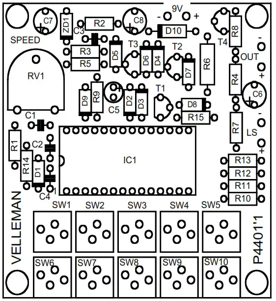 WHADDA K4401 Sound Generator - PCB layout