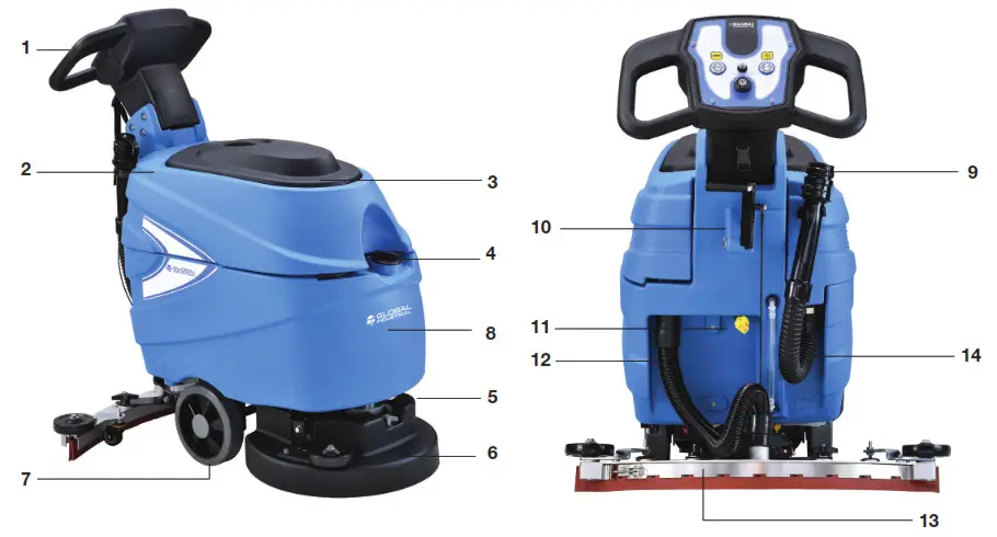 GLOBAL INDUSTRIAL 641410 17 Inches Electric Auto Floor Scrubber- Machine Components