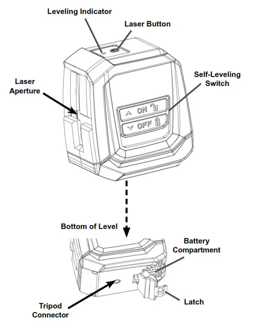 BAUER 57530 30 ft Self Leveling Cross Line Laser Level- Functions