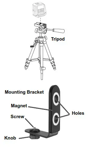 BAUER 57530 30 ft Self Leveling Cross Line Laser Level- Mounting