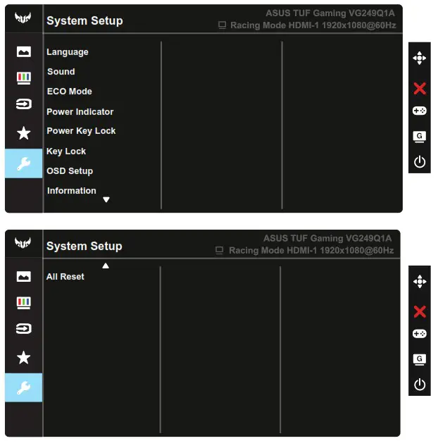 ASUS VG2491A Series LCD Monitor - System Setup
