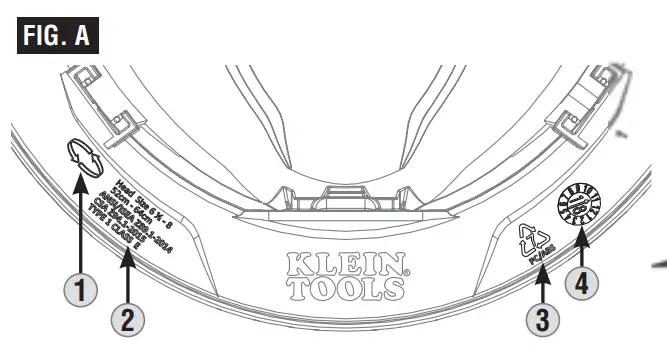 KLEIN TOOLS 60345 KARBN Full-Brim Hard Hat Instructions - Fig A