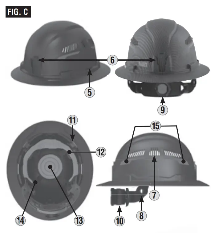 KLEIN TOOLS 60345 KARBN Full-Brim Hard Hat Instructions - Fig C