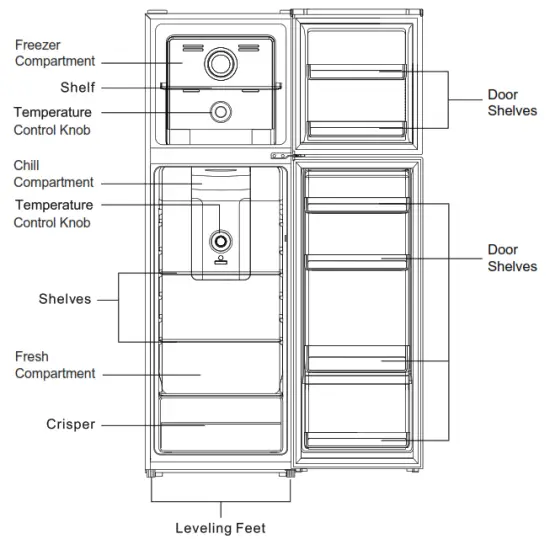 Euromaid ETM269W 248L Top Mount Frost Free Fridge - Fig