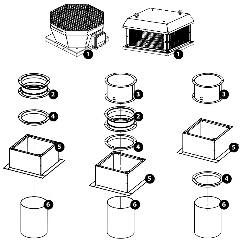 VENTS VKV EC Centrifugal Roof Fan with EC Motor - INSTALLATION EXAMPLES