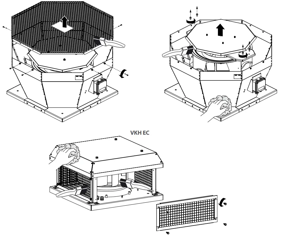 VENTS VKV EC Centrifugal Roof Fan with EC Motor - hinged cove 2