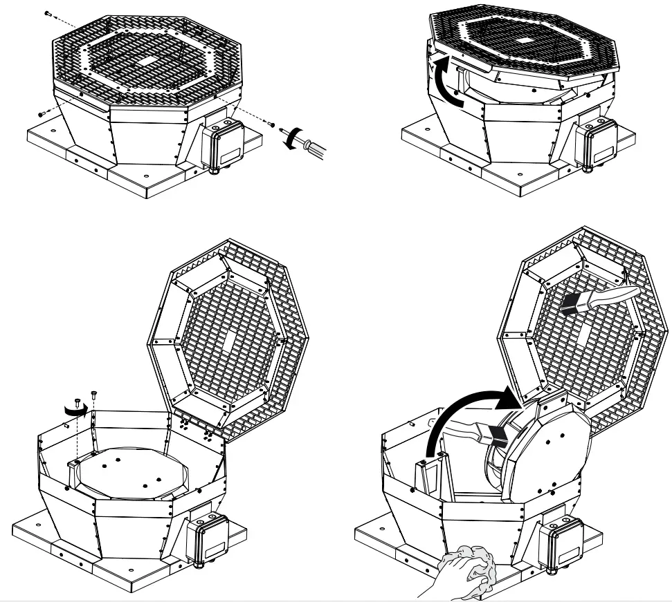 VENTS VKV EC Centrifugal Roof Fan with EC Motor - hinged cove