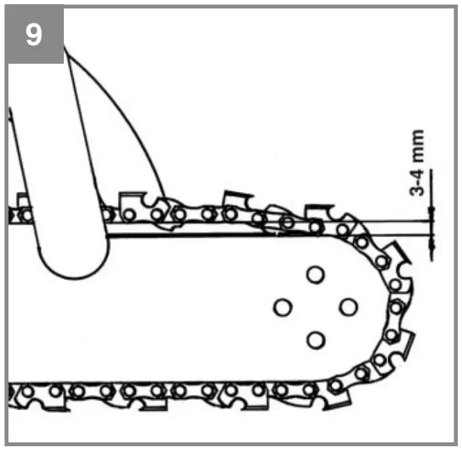 Tensioning the saw chain