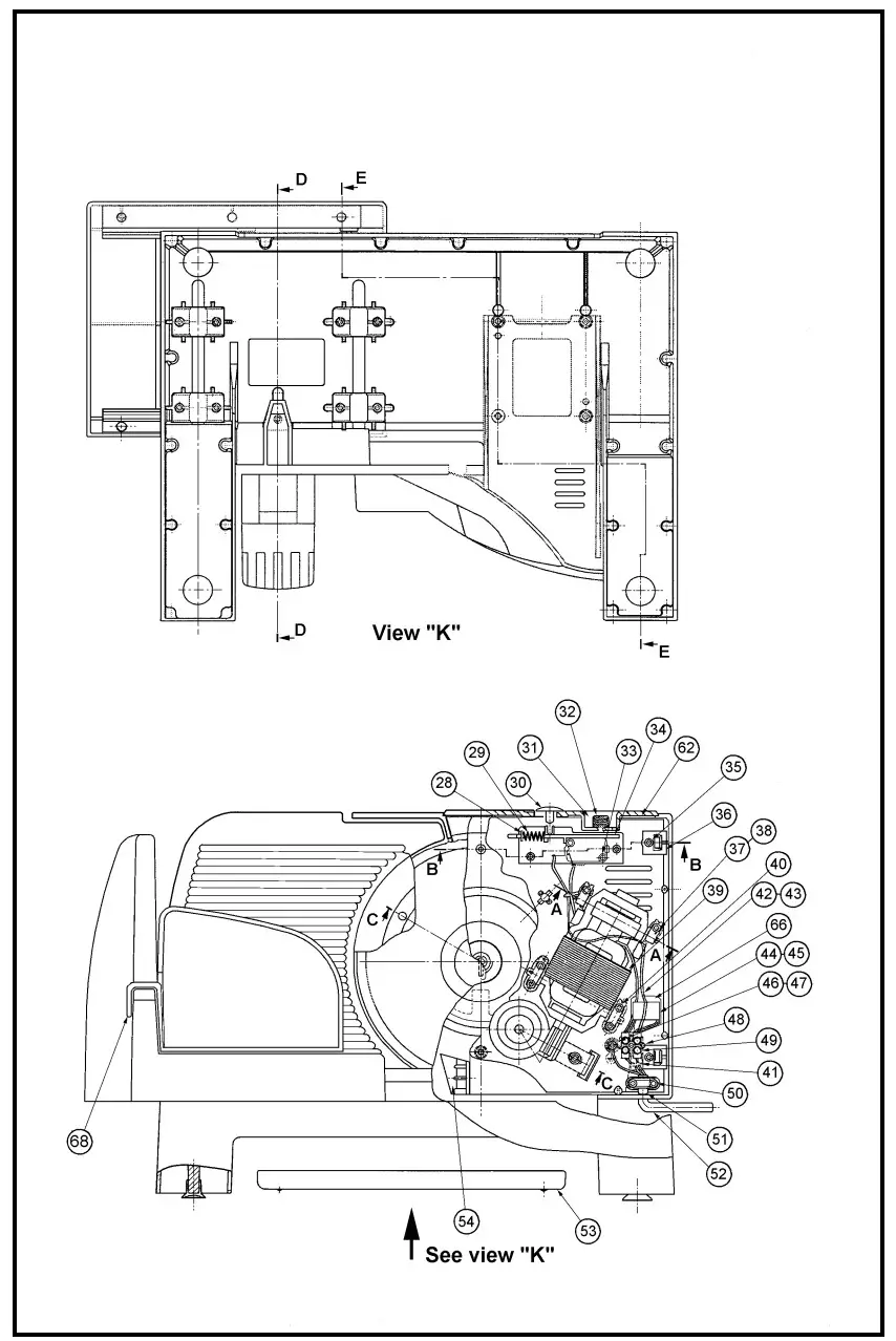 Sunbeam ES9600 17cm Food Deli Slicer - drawing