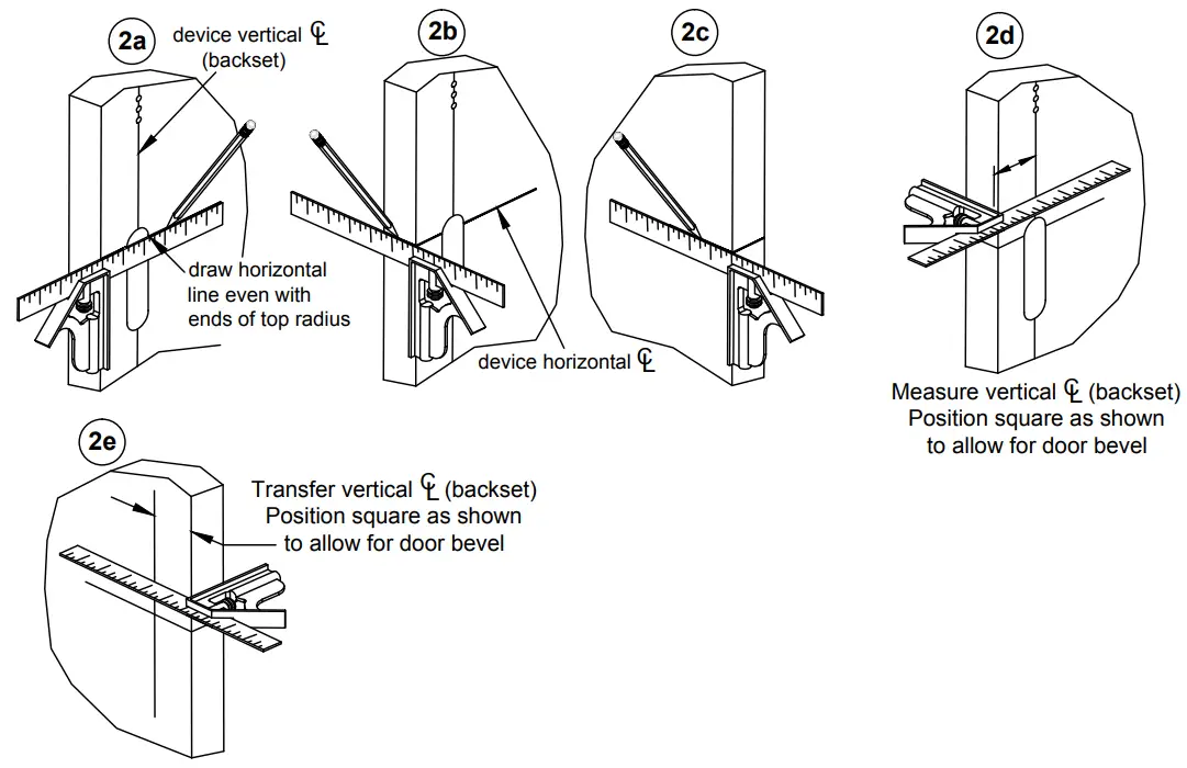 TRANSFER DEVICE CENTERLINES TO TRIM SIDE OF DOOR