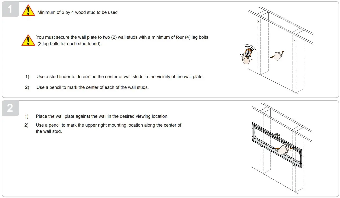 PREMIER MOUNTS P4263F Low Profile Mount for Flat Panels Installation Guide - Wood Stud Installation