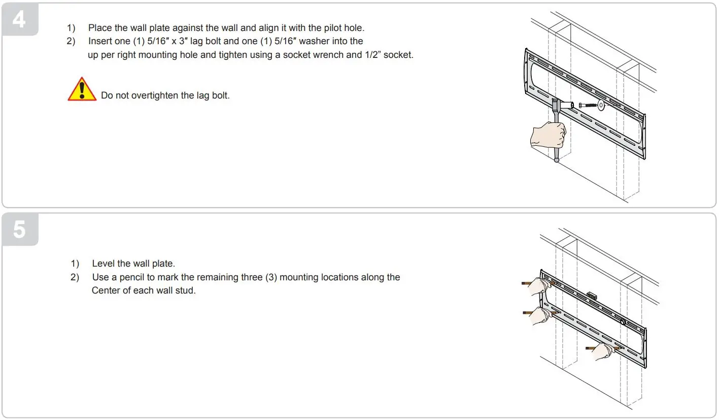 PREMIER MOUNTS P4263F Low Profile Mount for Flat Panels Installation Guide - Wood Stud Installation
