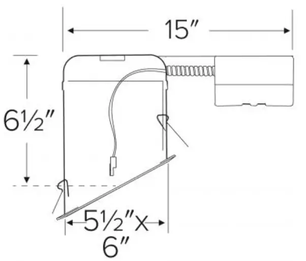ELCO Lighting EL590RICA 5 Inch LED IC Airtight Sloped Ceiling Remodel Housing Dimensions