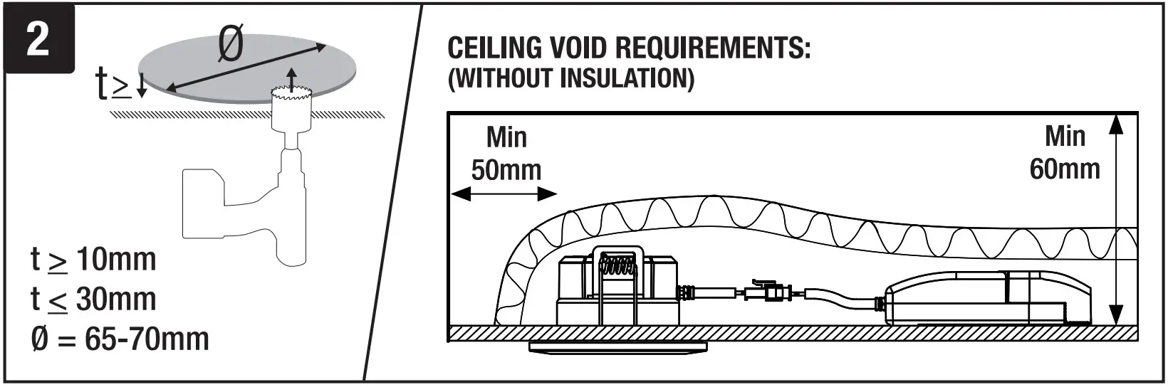 AURORA AU R6CWS Switchable 6W Fire Rated Downlight - Figure 2