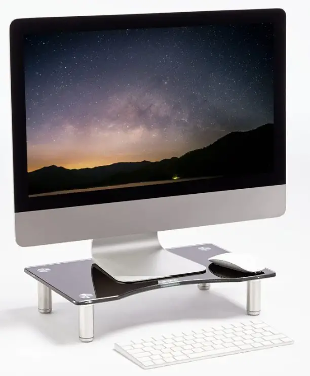 VonHaus 3005078 Curved Clear Glass Monitor and Laptop Stand product