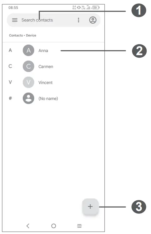 TCL alcatel 1v - Contacts