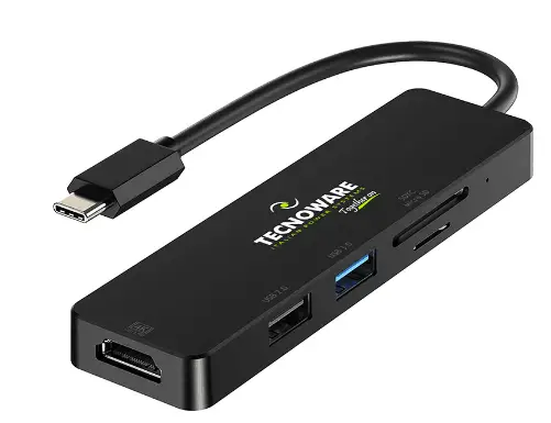 TECHNOWARE B09BFR79SR USB Type-C Hub 5 In 1 Adapter